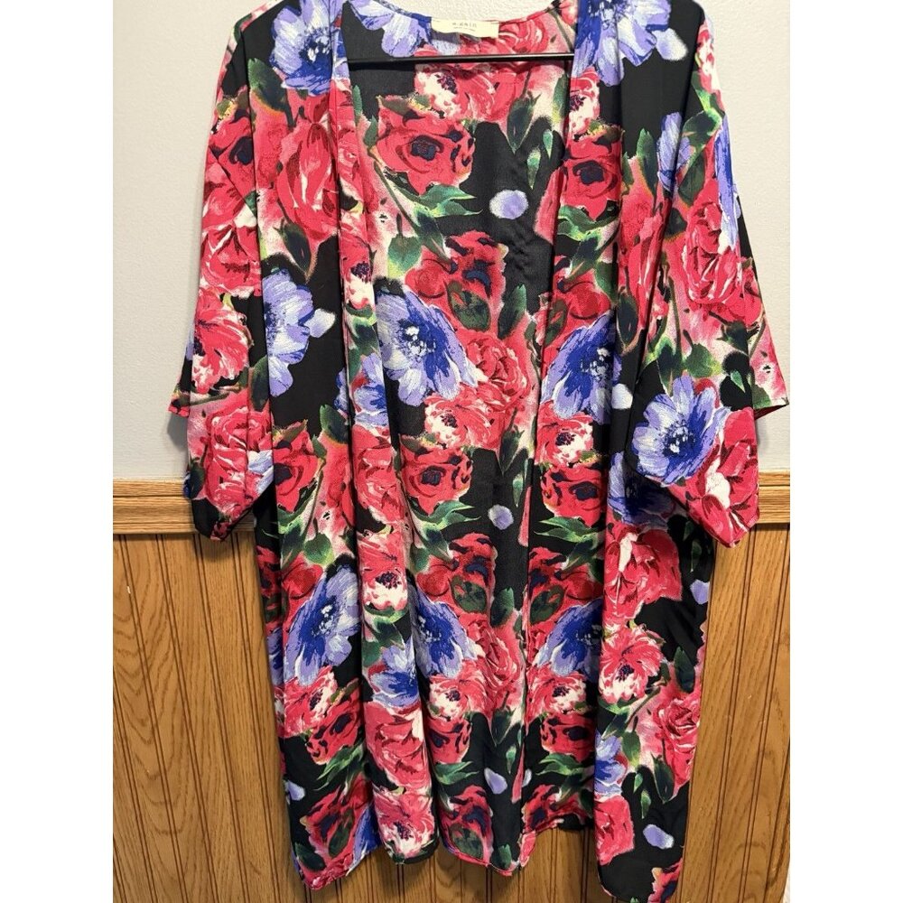 A. Gain Red Kimono Cardigan Womens One Size Fits All
